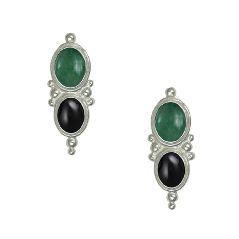 Sterling Silver Drop Dangle Earrings With Jade